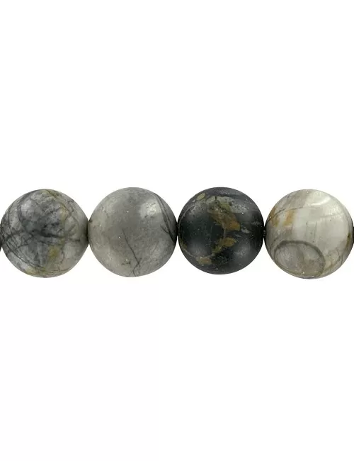 Heilstein & Edelstein-Strang - Kugeln, Picasso-Marmor, matt, 16mm
