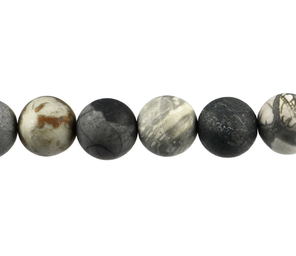 Heilstein & Edelstein-Strang - Kugeln, Picassomarmor, matt, 20mm