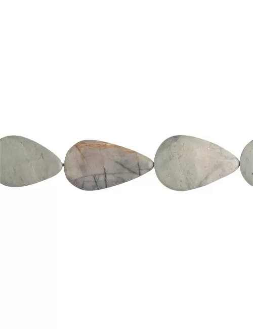 Heilstein & Edelstein-Strang - Tropfen flach, Picassomarmor, 30-40 x 22-25mm
