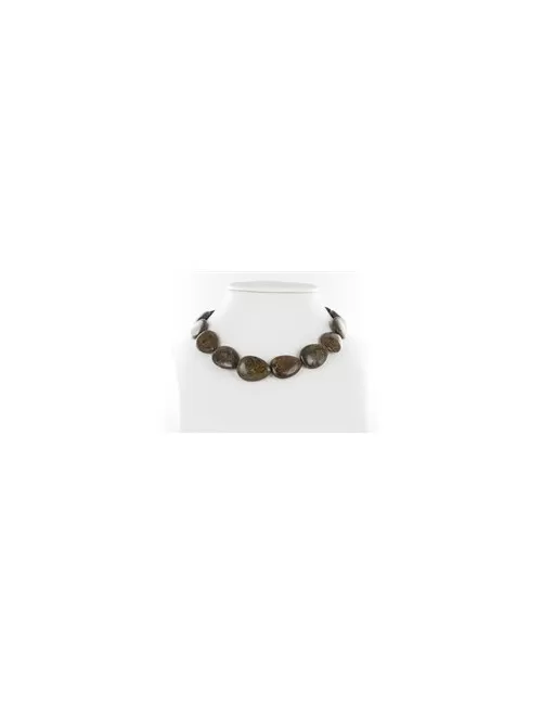 Heilstein & Edelstein-Strang - Tropfen flach, Bronzit, 25 x 18mm