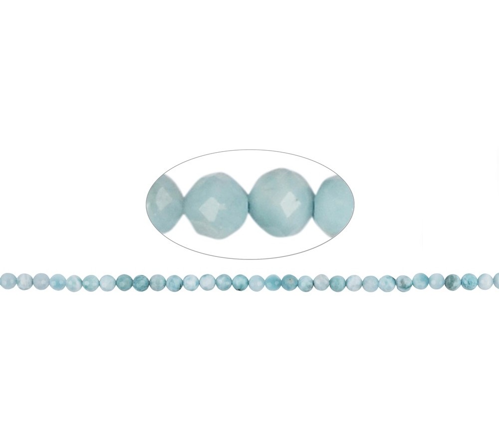 Heilstein & Edelstein-Strang - Kugeln, Larimar, facettiert, 06mm