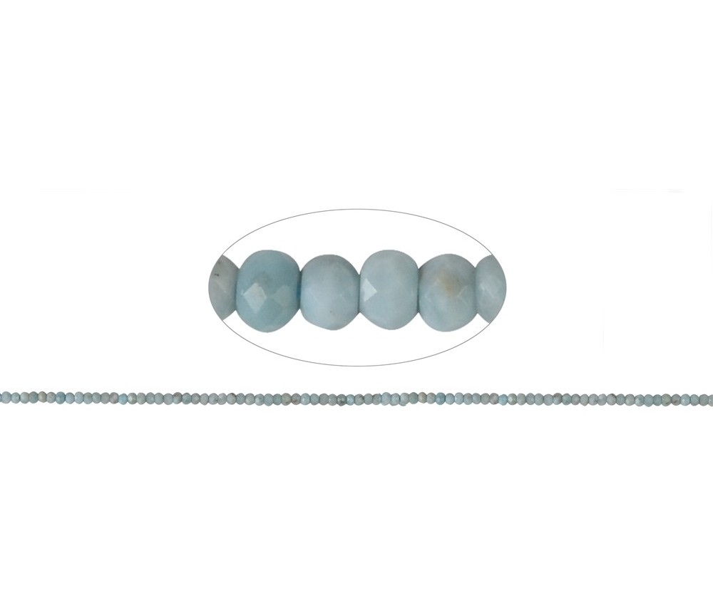 Heilstein & Edelstein-Strang - Button, Larimar, facettiert, 02 x 03mm