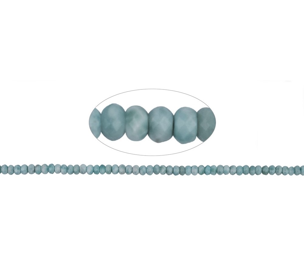 Heilstein & Edelstein-Strang - Button, Larimar, facettiert, 05,0-05,5mm