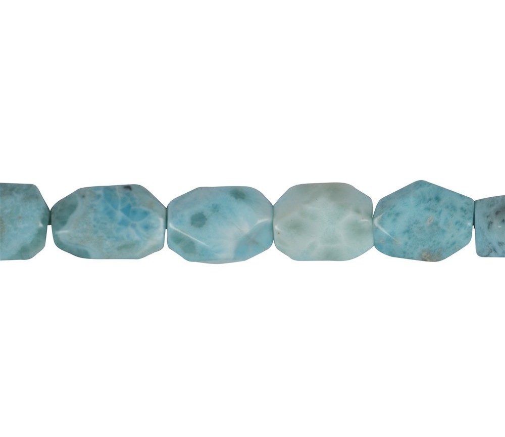 Heilstein & Edelstein-Strang - Nuggets, Larimar, facettiert, 15-20 x 12-14mm