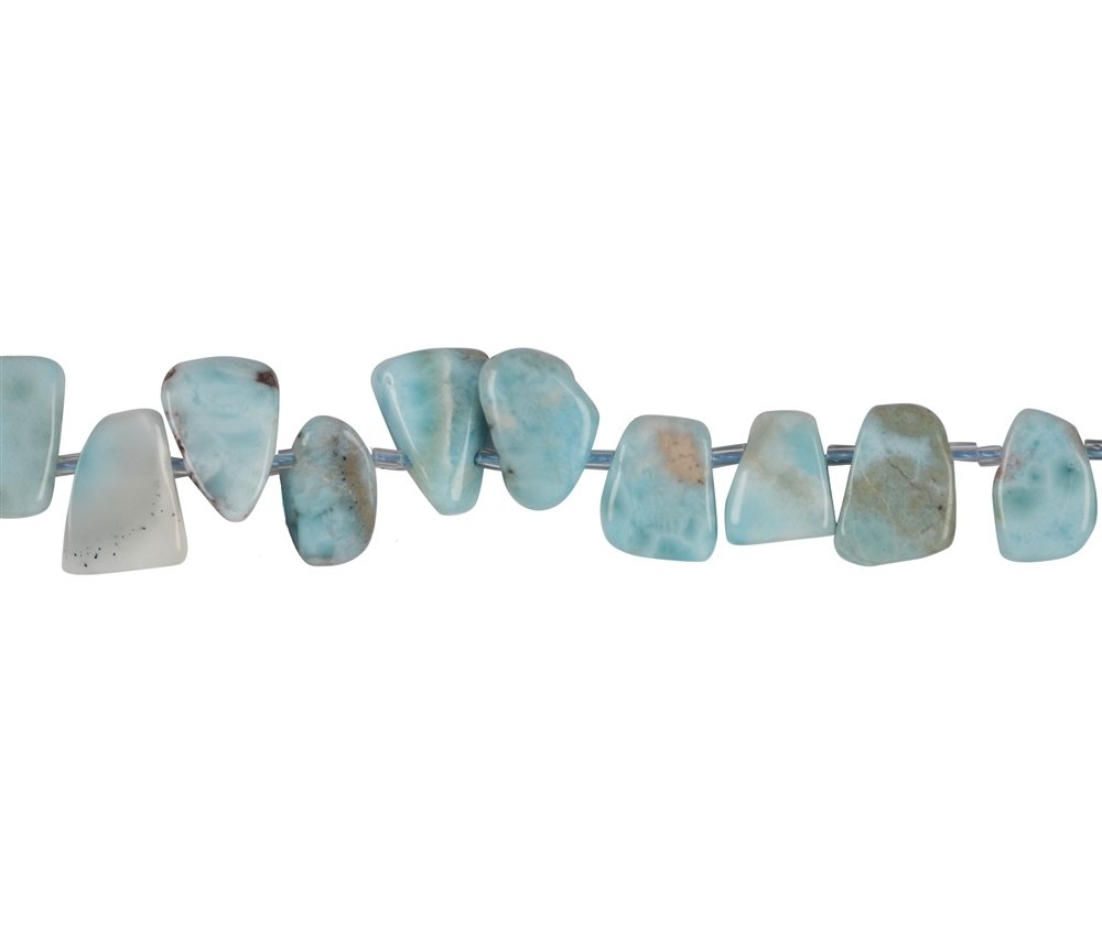 Heilstein & Edelstein-Strang - Freeform flach, Larimar, 07-10 x 13-15mm