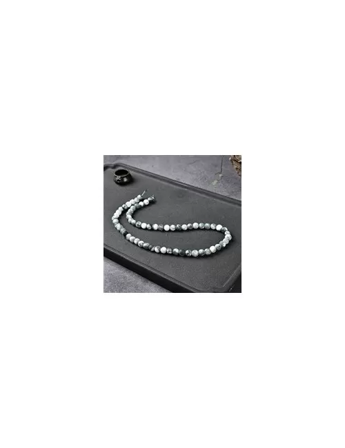 Heilstein & Edelstein-Strang - Kugeln, Baumachat, matt, 06mm (39cm)