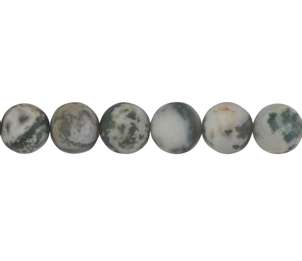 Heilstein & Edelstein-Strang - Kugeln, Baumachat, matt, 12mm (38cm)