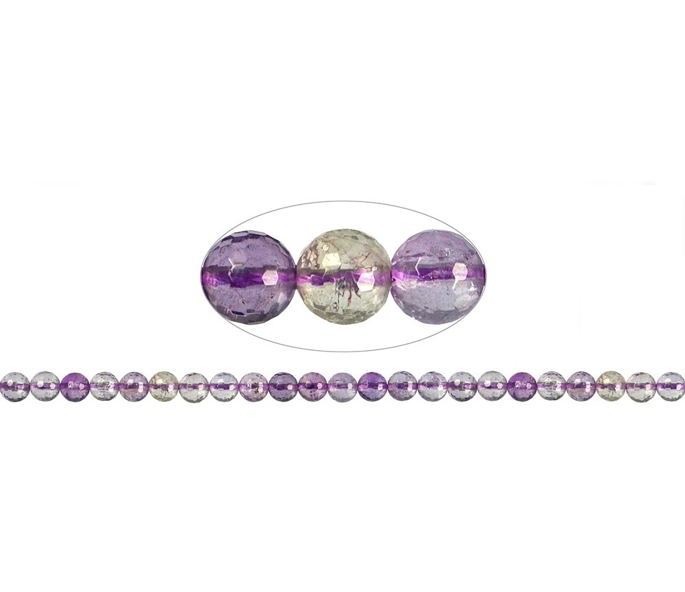 Heilstein & Edelstein-Strang - Kugeln, Ametrin, facettiert, 08mm