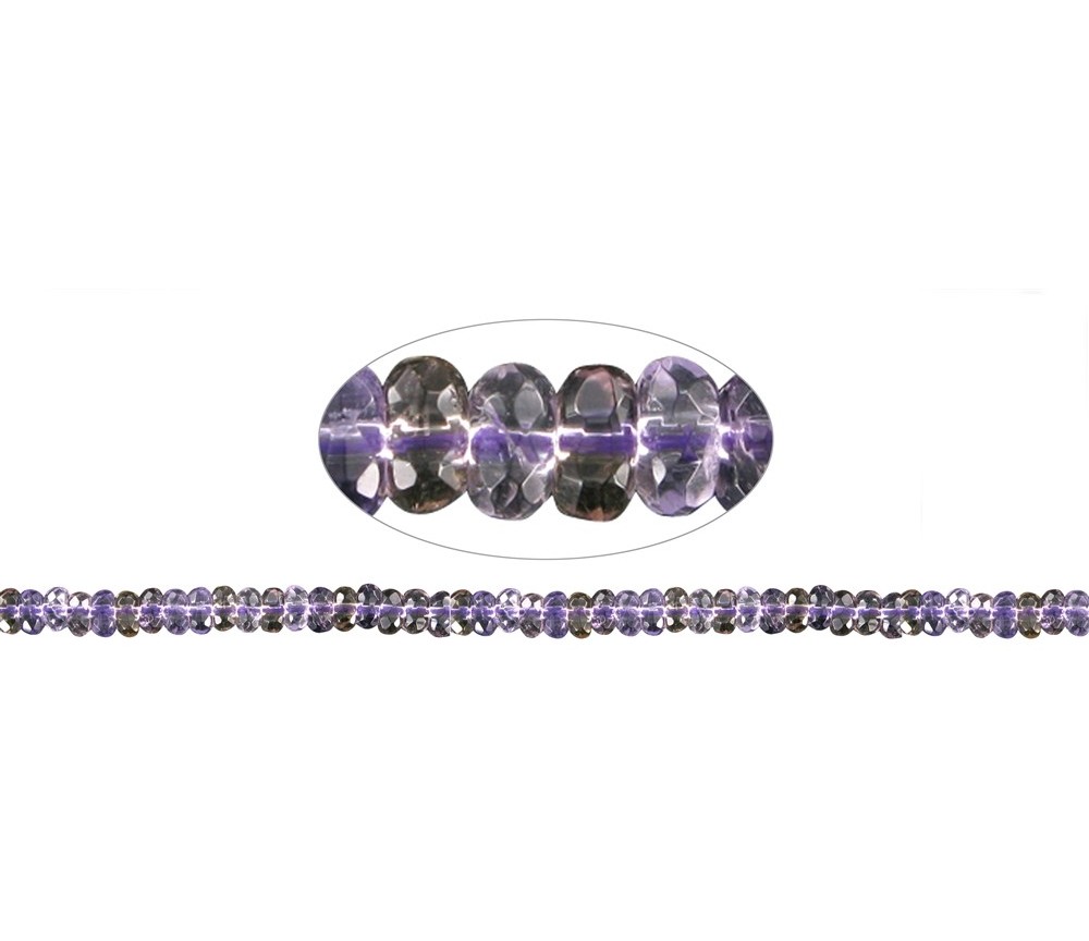 Heilstein & Edelstein-Strang - Button, Ametrin, facettiert, 04 x 06mm