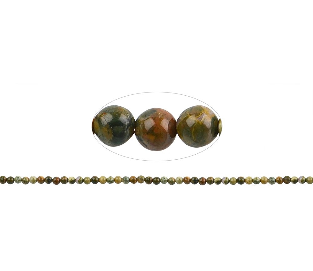 Heilstein & Edelstein-Strang - Kugeln, Rhyolith (Regenwaldrhyolith), 03mm