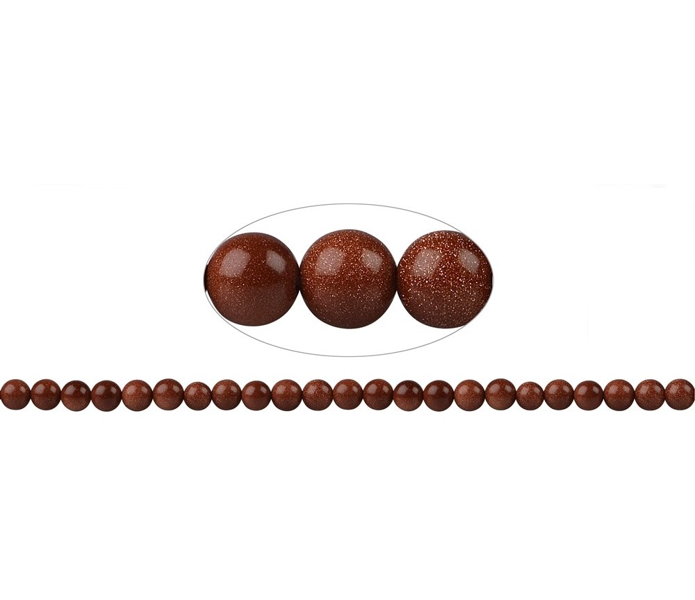 Heilstein & Edelstein-Strang - Kugeln, Goldfluß braun (synt. Glas), 08mm
