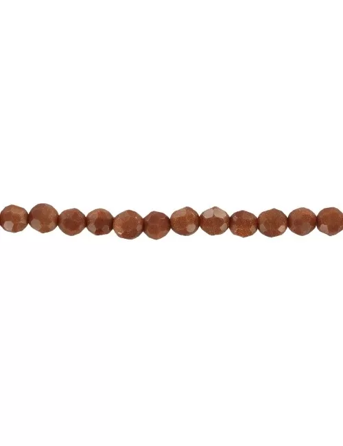 Heilstein & Edelstein-Strang - Kugeln, Goldfluß braun (synt. Glas), facettiert, 04mm