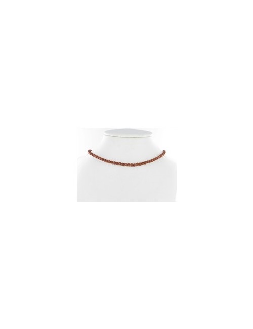 Heilstein & Edelstein-Strang - Kugeln, Goldfluß braun (synt. Glas), facettiert, 04mm