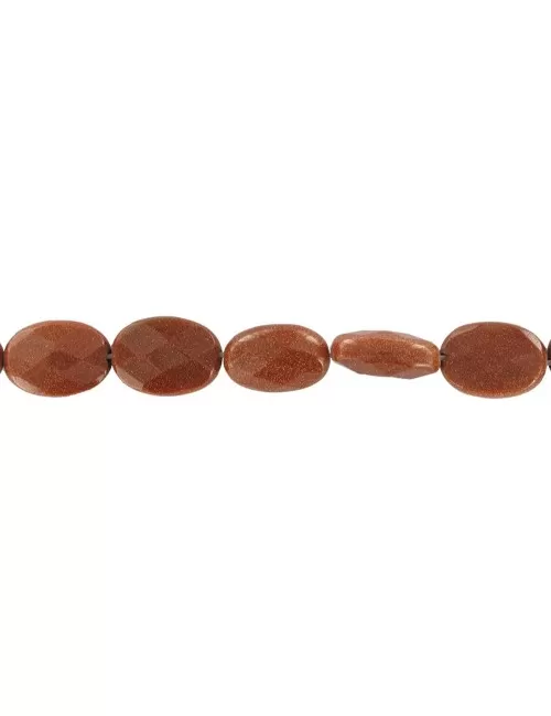 Heilstein & Edelstein-Strang - Linse, Goldfluß braun (synt. Glas), facettiert, 18 x 13mm
