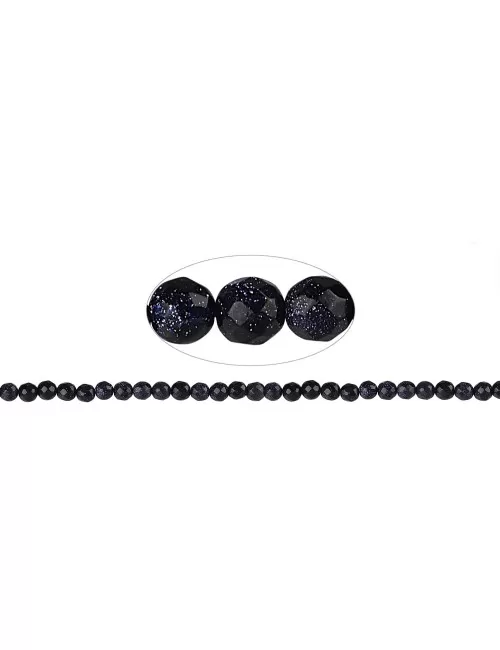 Heilstein & Edelstein-Strang - Kugeln, Goldfluss violett (synt. Glas), facettiert, 06mm