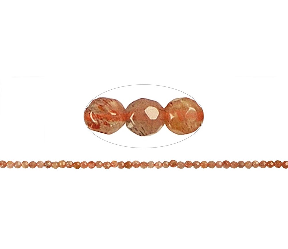 Heilstein & Edelstein-Strang - Kugeln, Sonnenstein A, facettiert, 03mm (39cm)