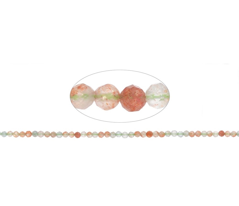 Heilstein & Edelstein-Strang - Kugeln, Sonnenstein (Arusha), 04mm, facettiert