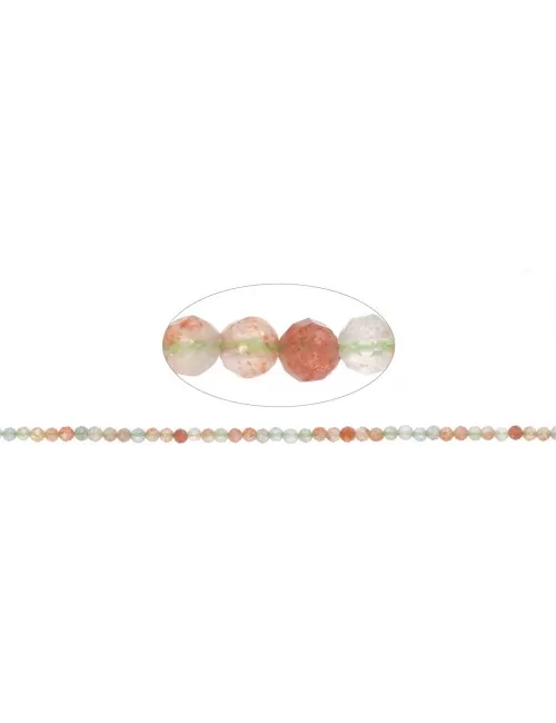 Heilstein & Edelstein-Strang - Kugeln, Sonnenstein (Arusha), 04mm, facettiert