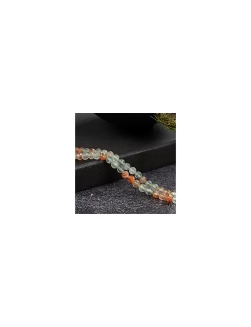 Heilstein & Edelstein-Strang - Kugeln, Sonnenstein (Arusha), 04mm, facettiert