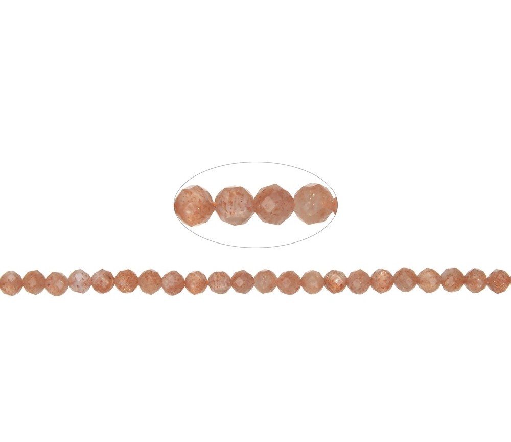 Heilstein & Edelstein-Strang - Kugeln, Sonnenstein A, 04mm, facettiert