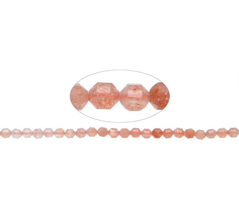 Heilstein & Edelstein-Strang - Kugeln, Sonnenstein, facettiert, 05mm (39cm)