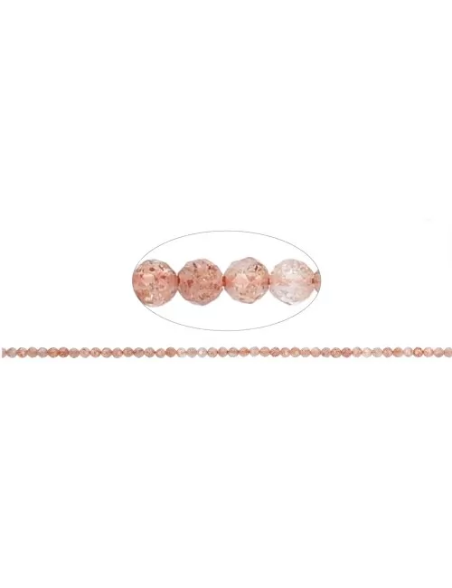 Heilstein & Edelstein-Strang - Kugeln, Sonnenstein, facettiert, 02mm (39cm)