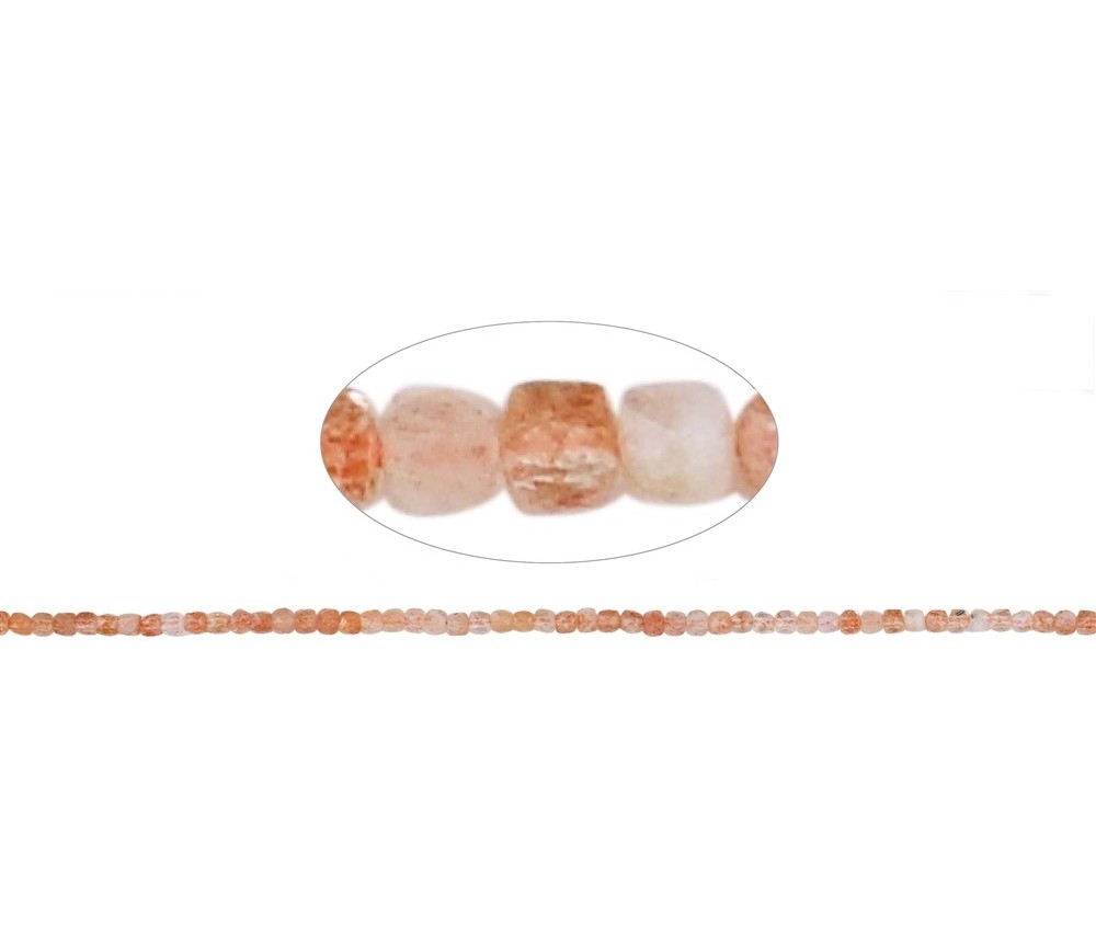 Heilstein & Edelstein-Strang - Würfel, Sonnenstein, facettiert, 02,5mm (39cm)