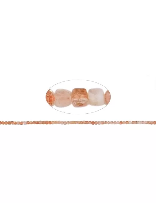 Heilstein & Edelstein-Strang - Würfel, Sonnenstein, facettiert, 02,5mm (39cm)