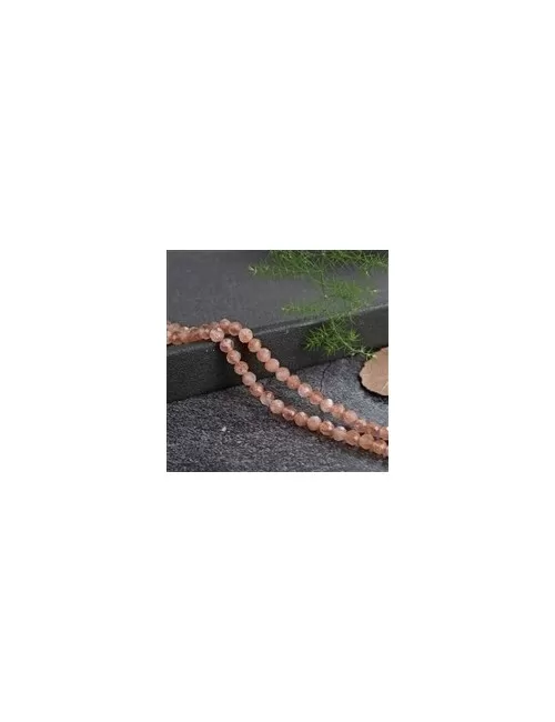 Heilstein & Edelstein-Strang - Würfel, Sonnenstein, facettiert, 02,5mm (39cm)