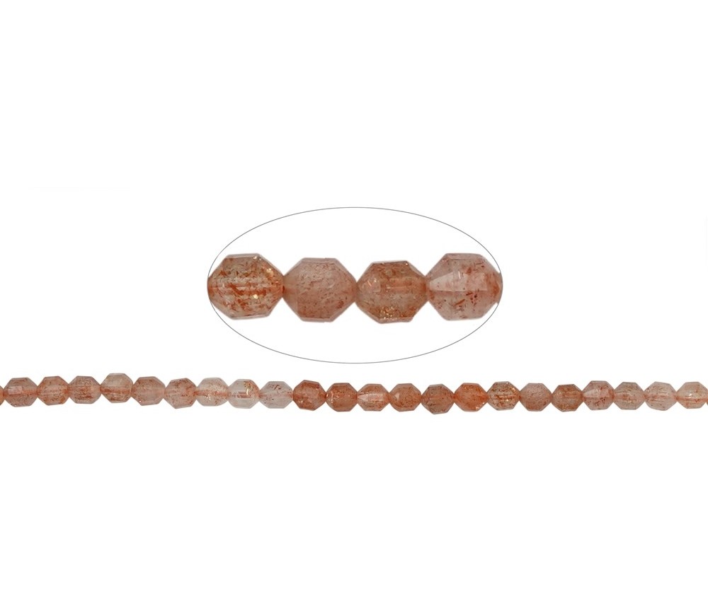 Heilstein & Edelstein-Strang - Zylinder, Sonnenstein, facettiert, 05 x 04mm (39cm)