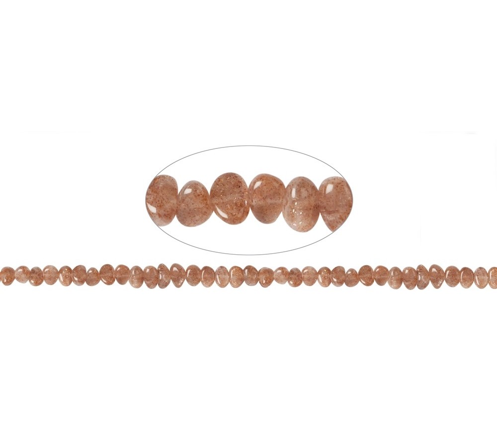 Heilstein & Edelstein-Strang - Trommelsteine flach, Sonnenstein A, 06 x 09-10mm