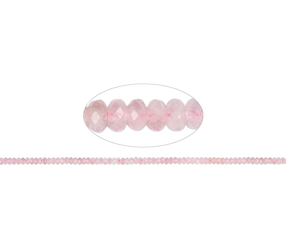 Heilstein & Edelstein-Strang - Button, Morganit, facettiert, 02 x 04mm