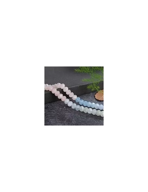 Heilstein & Edelstein-Strang - Button, Beryll (Aquamarin, Morganit), 04 x 06mm (39cm)
