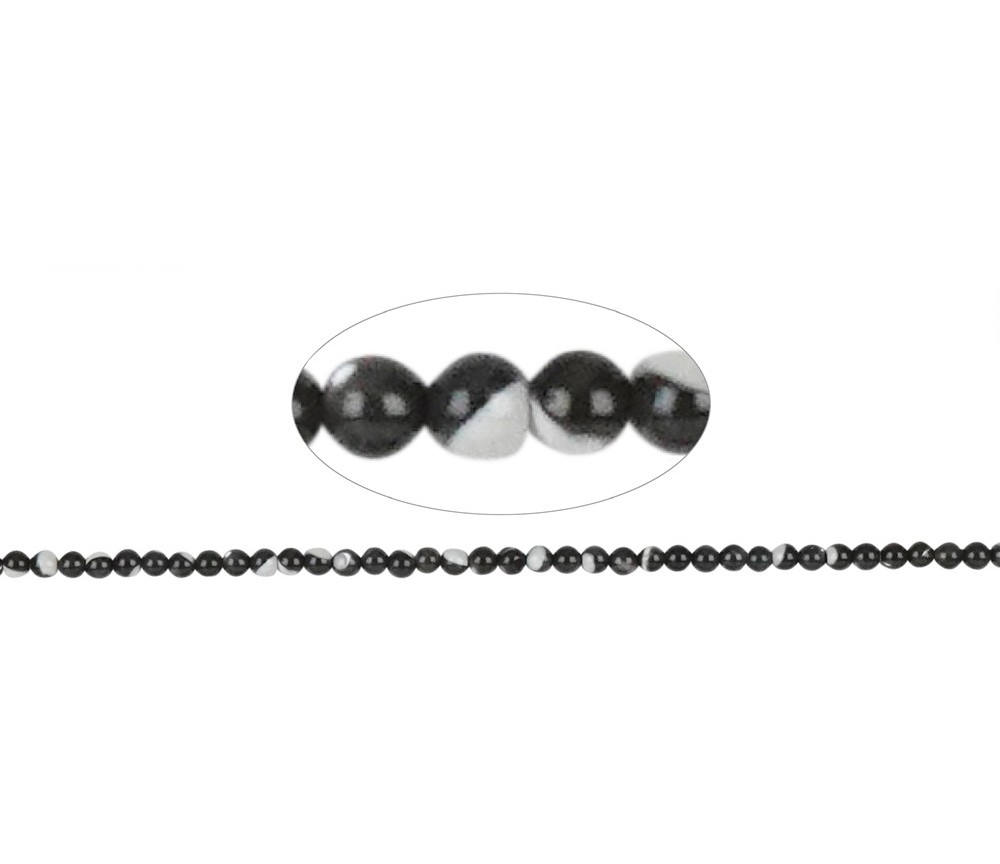 Heilstein & Edelstein-Strang - Kugeln, Perlmutt (dunkel), 03mm