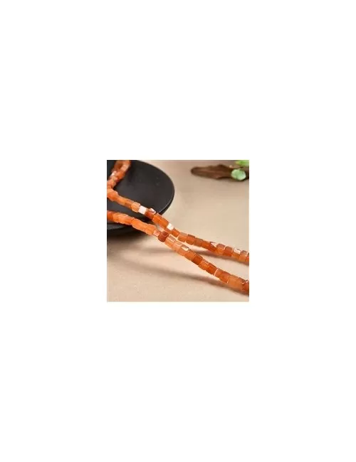 Heilstein & Edelstein-Strang - Würfel, Aventurin (orange-rot), 04mm