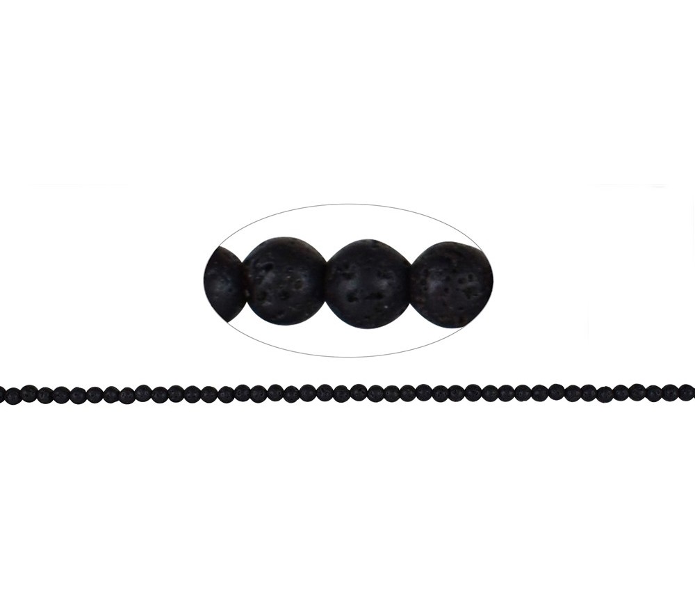 Heilstein & Edelstein-Strang - Kugeln, Lava poliert/gewachst, 04mm