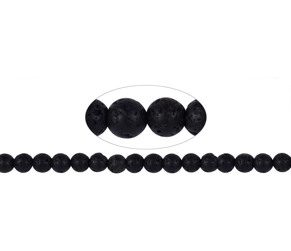 Heilstein & Edelstein-Strang - Kugeln, Lava poliert/gewachst, 08mm