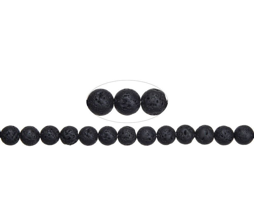 Heilstein & Edelstein-Strang - Kugeln, Lava poliert/gewachst, 10mm