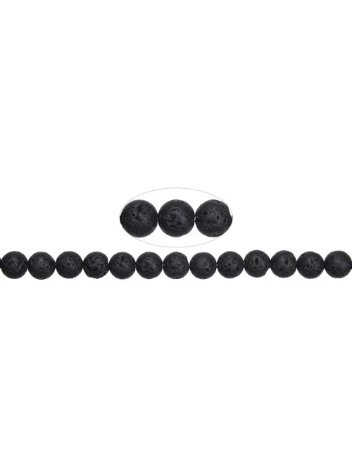 Heilstein & Edelstein-Strang - Kugeln, Lava poliert/gewachst, 10mm