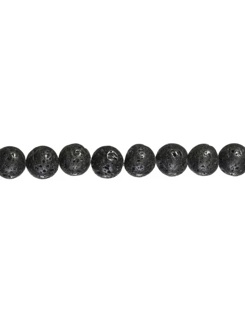 Heilstein & Edelstein-Strang - Kugeln, Lava poliert/gewachst, 12mm
