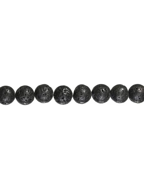 Heilstein & Edelstein-Strang - Kugeln, Lava poliert/gewachst, 16mm