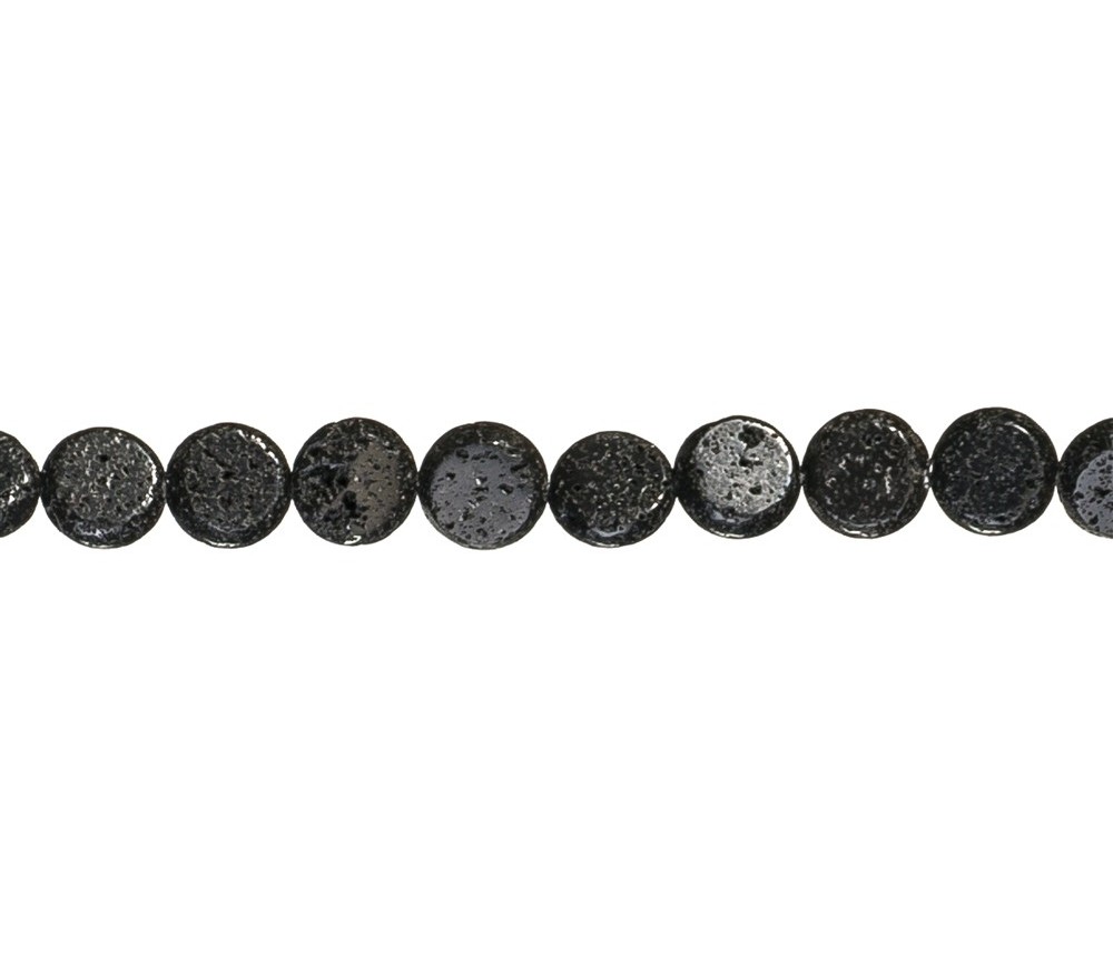 Heilstein & Edelstein-Strang - Coin, Lava poliert/gewachst, 30mm