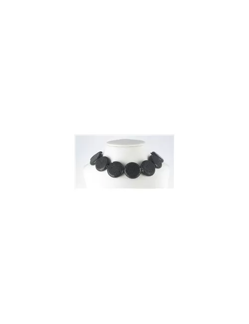 Heilstein & Edelstein-Strang - Coin, Lava poliert/gewachst, 30mm