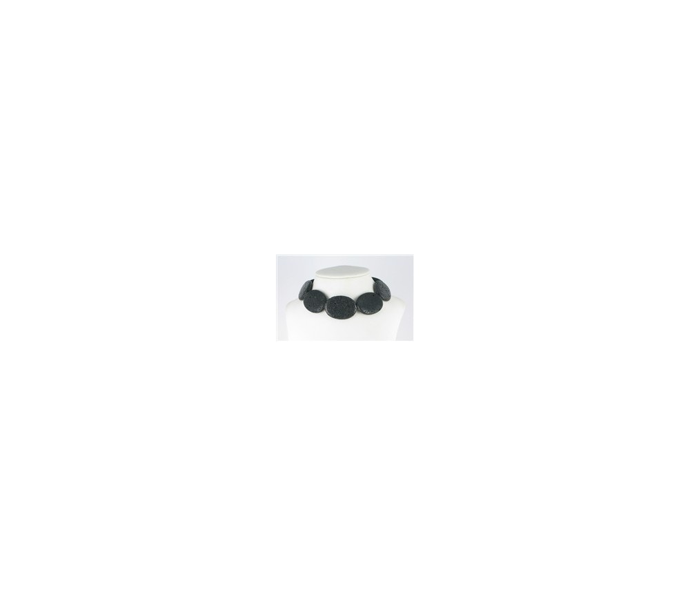 Heilstein & Edelstein-Strang - Linse, Lava poliert/gewachst, 40 x 30mm