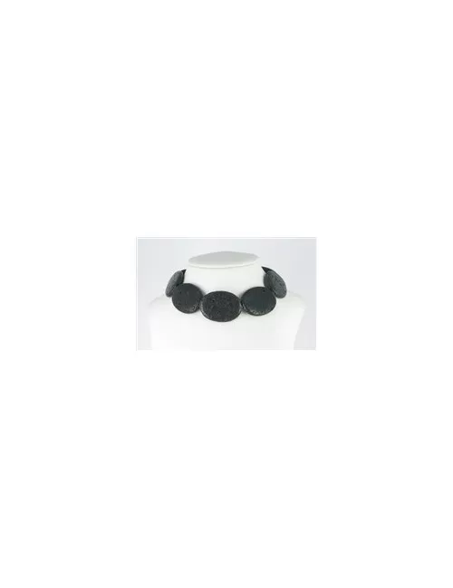 Heilstein & Edelstein-Strang - Linse, Lava poliert/gewachst, 40 x 30mm