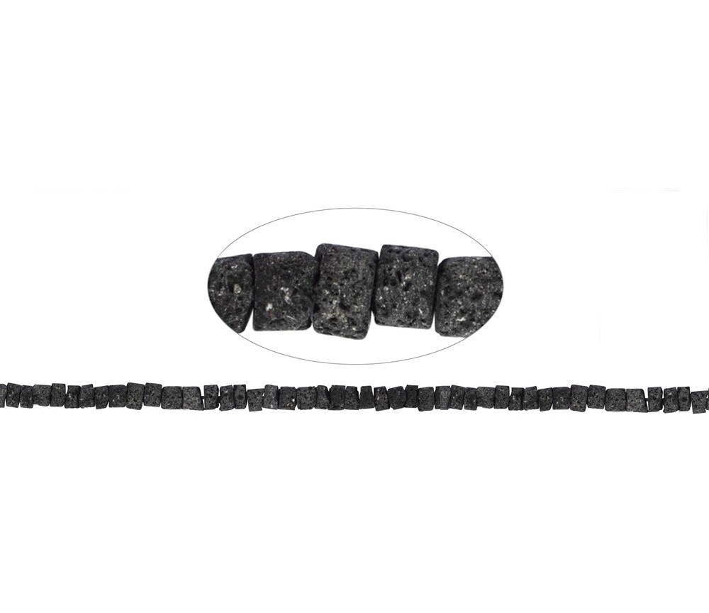 Heilstein & Edelstein-Strang - Zylinder, Lava, 03-04 x 05-06mm (39cm)