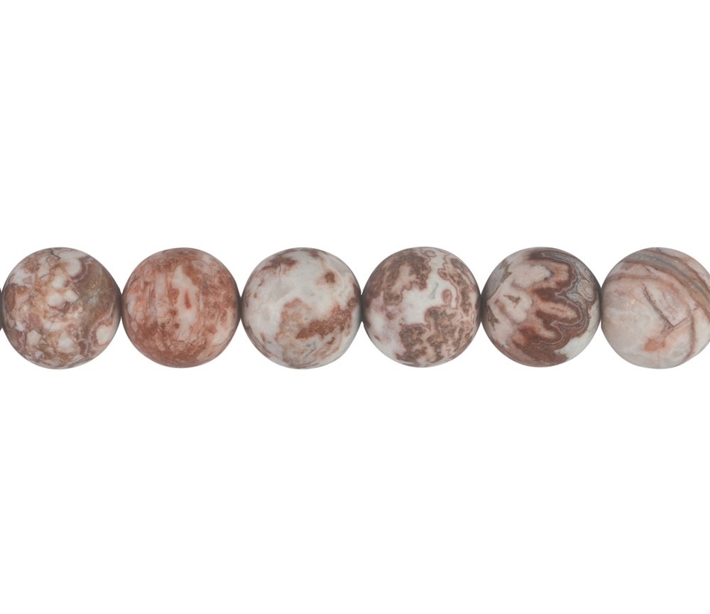 Heilstein & Edelstein-Strang - Kugeln, Achat (Lace-Achat) rot, matt, 12mm (38cm)