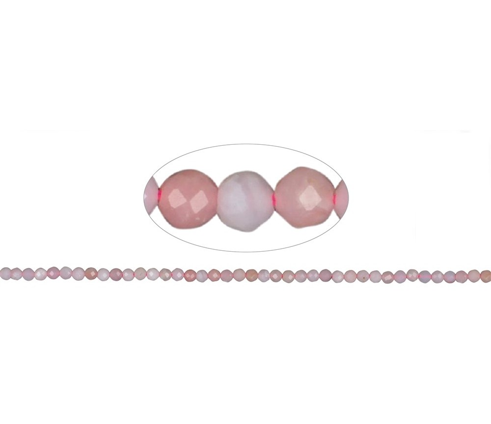 Heilstein & Edelstein-Strang - Kugeln, Andenopal (pink), facettiert, 03mm (38cm)