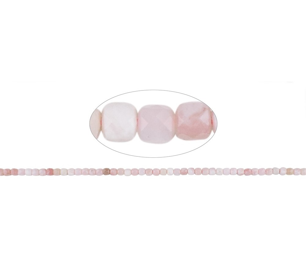 Heilstein & Edelstein-Strang - Würfel, Andenopal (pink), facettiert, 04mm (39cm)