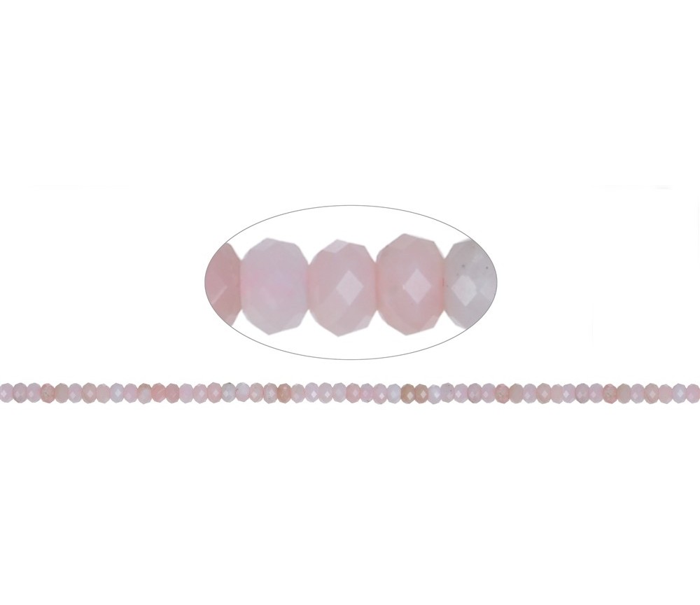 Heilstein & Edelstein-Strang - Button, Andenopal, facettiert, 02 x 04mm